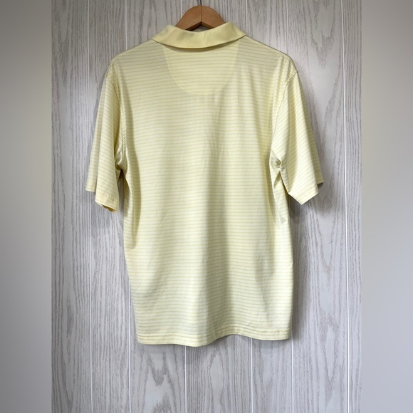 Pebble Beach Shirt Size M Performance Golf Polyester Yellow Stripe  Polo EUC - Picture 3 of 3
